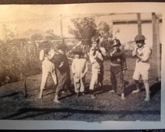 Children dressed like WW1 Doughboys. ORIGINAL PHOTO.