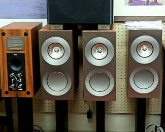 REL Subwoofer / KEF Speakers on stands