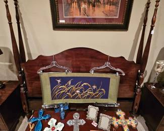 Wood headboard and chest
