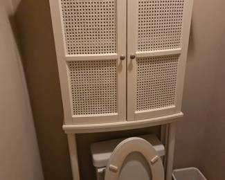 #159	Over Commode White Wicker Cabinet 2 Shelves 29x9.5x67	 $35.00 
