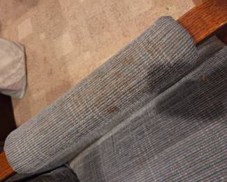 #105	Lazy-Boy Slate Blue Rocker Recliner (as is  one arm needs gentle clean)	 $175.00 
