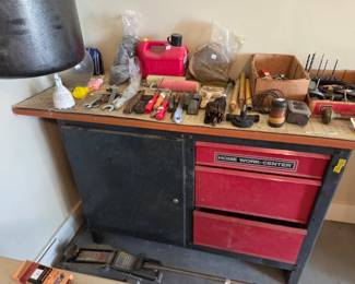 #84	Home Work Center Workbench w/3 drawers & 1 door w/1 shelf - 54x20x34	 $45.00 
