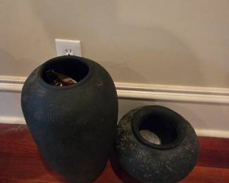 #17	Set of2 Black Vases, 1 Taller One - 18" T, Shorter One is 10" Tall	 $30.00 
