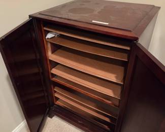 #110	Laminate  Cabinet w/7 Removable & Adjustable Shelves - 27x24x40 (as is small finish issues)	 $90.00 
