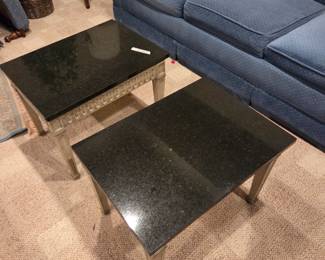#115	Pair of 2 Black Marble Top Wood Base End Tables - 16x22x16	 $150.00 
