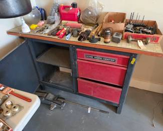#84	Home Work Center Workbench w/3 drawers & 1 door w/1 shelf - 54x20x34	 $45.00 
