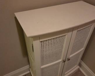 #158	White Wicker Cabinet 2 Shelves 26x13x35	 $35.00 
