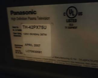 #8	Panasonic 42" Plasma TV w/remote - You Move 	 $75.00 