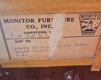 #1	Monitor Furn. Co. Wood Drop Side Table w/3 Leaves & 6 Chairs (2 captains Chairs ) 30-112x44x28	 $275.00 