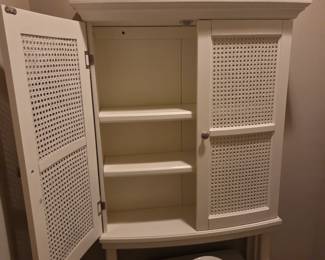#159	Over Commode White Wicker Cabinet 2 Shelves 29x9.5x67	 $35.00 
