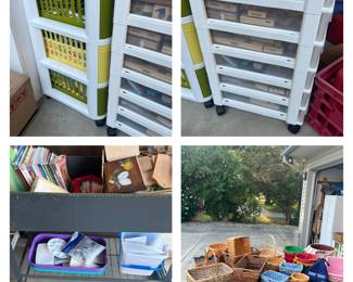 Stamper paradise, collection of baskets.  Painter magazines and supplies.