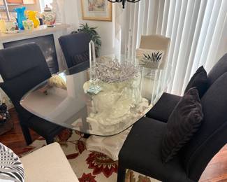 Glass Top Table with 4 Dolphin Base 