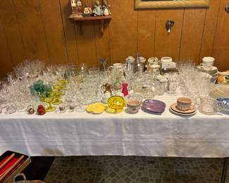 Table of glassware