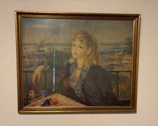 Robert Phillips "Girl in Blue" approx 32 1/2" x 26 1/2"