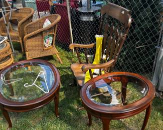 Rocking chairs, coffee table and end table