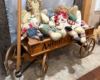 Dolls, Wooden Wagon