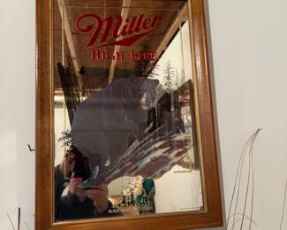 . . .  vintage Miller High Life black bear beer mirror