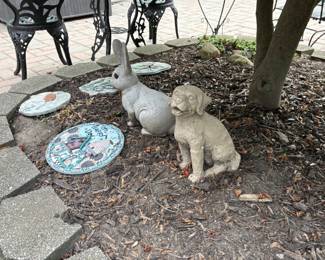 . . . dog and bunny statues