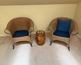 Wicker and Wrought iron Accent Chairs