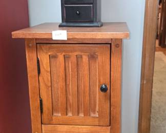 Lovely tall side table and lamp. $100