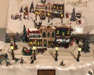 Close up of one of the Animated components of Christmas Village 
