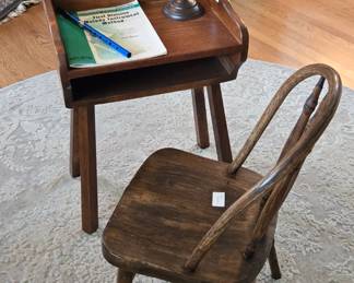 Child's desk and chair. Chair was salvaged from Presbyterian Church on 14th Ave. N. many years ago. $100