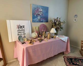 Original paintings & a small rug