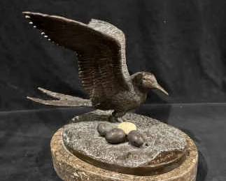 Signed Bronze Bird Sculpture