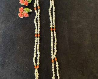 Pearl Necklace With Clip On Earrings