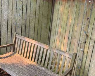 Wooden Bench With Artisan Crafted Metal Trellis