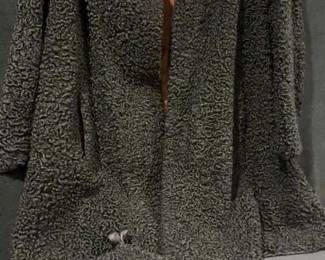 I Magnin Co Vintage Persian Curly Lamb Wool Coat with Handbag