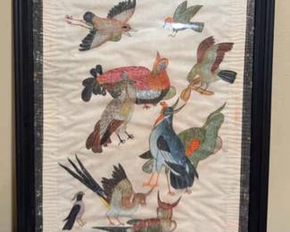Framed Birds on Silk