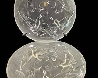Crane Amd Koi Glass Platters