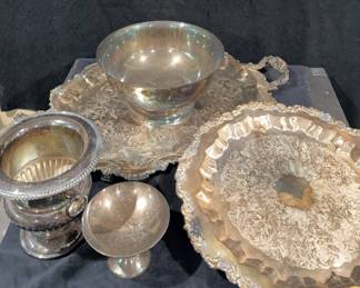 Silver plate Serving Trays And More