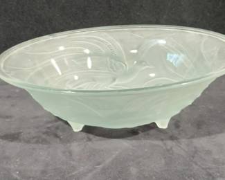 Frosted Glass Oval Footed Bowl