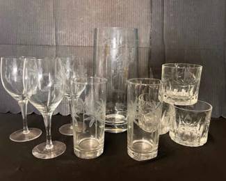 CT487Assorted Etched Glassware