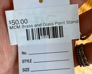 MCM Brass and Glass Plant Stand