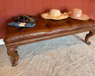 Brown Leather Bench, Hats