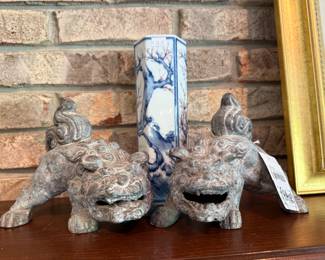 Cast Iron Foo Dog Pair