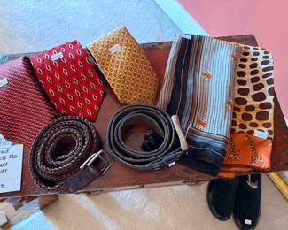 Antique Chinese Red Cabinet, Ties, Belts
