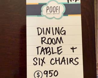 Dining Room Table & Six Chairs