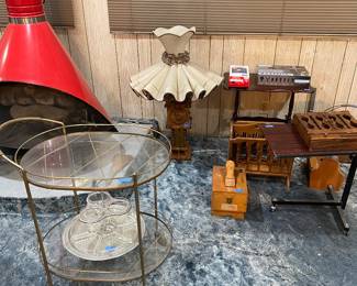 MCM Bar Cart, Lamp Tables and Shoe Shine Kits