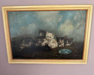  Circa 1960 original kitten painting