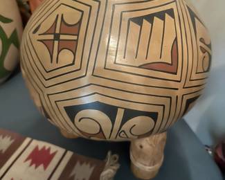 southwest pottery vase signed with stand