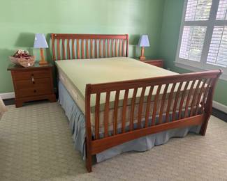 Queen Sleigh Bed Frame with matching end tables