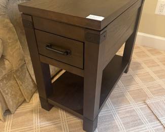 1 Drawer Side Table with Metal Accents (26"D x 14"W x 24"H)