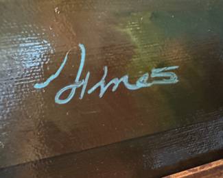 Framed Original Oil on Canvas Floral Still Life Signed Hines (45"H x 34"W)