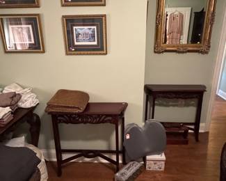 Two matching wall / side tables