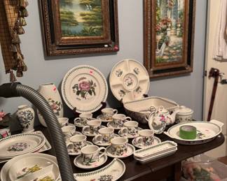 Portmeirion Dishes and Cookware / Original Oil Paintings / Drop Leaf Table