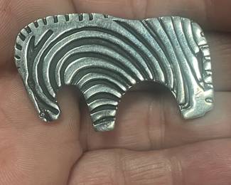 STERLING ZEBRA - BROOCH  GOOD WEIGHT TO IT   NOT AVERY 